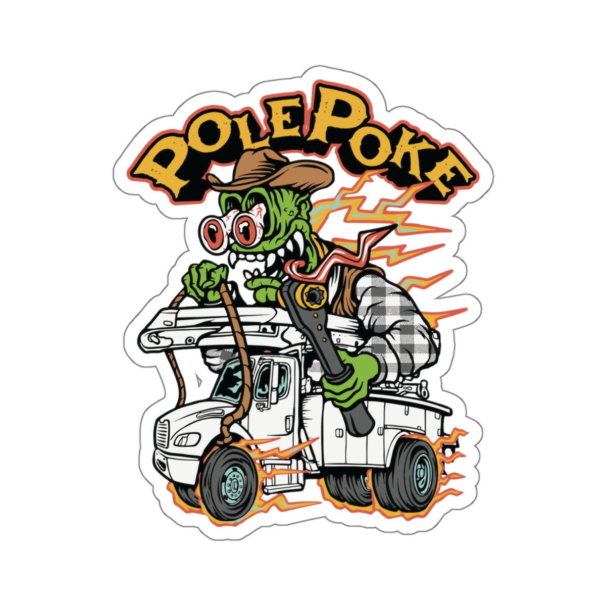Rat Fink Style Lineman Sticker