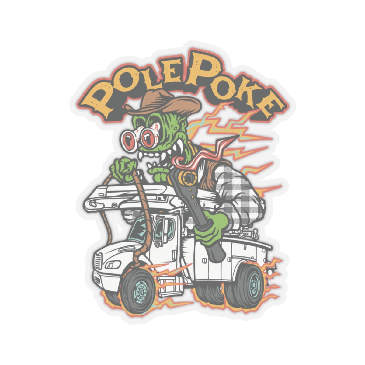 Rat Fink Style Lineman Sticker